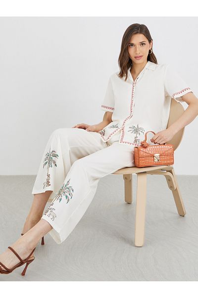 Styli Graphic Printed Buttoned Shirt and Pants Co-Ords