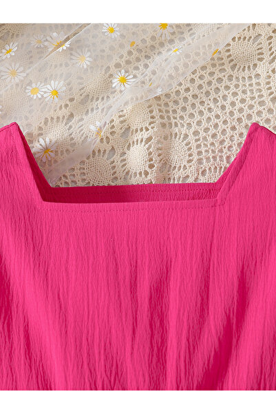 Take Two By Styli Flower Lace Detail Square Neck Dress