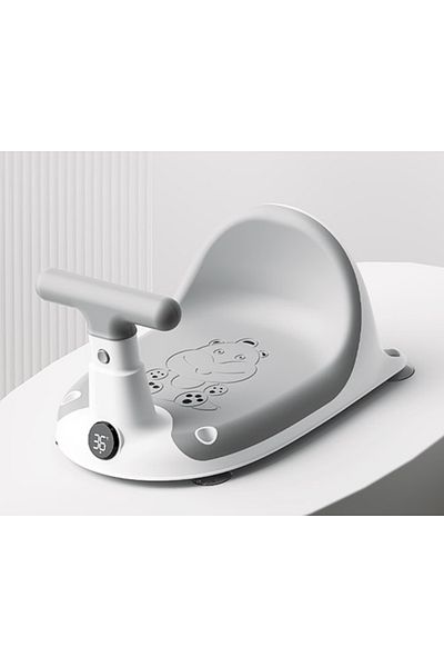 Little Mom Little Mom Grey baby bath seat, with backrest and support handle, integrated temperature display