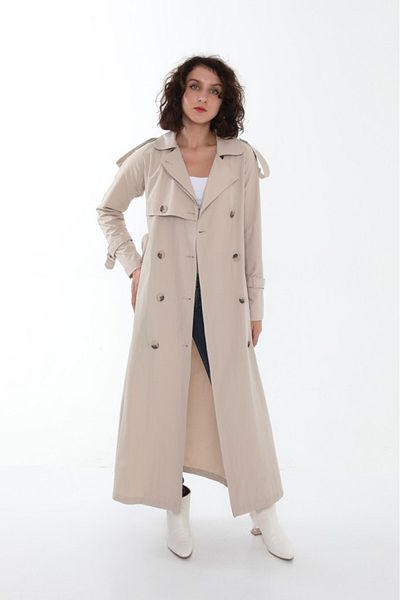 Jamila Raglan Sleeve Summer Unlined Full Length Women's Trench Coat, Cap