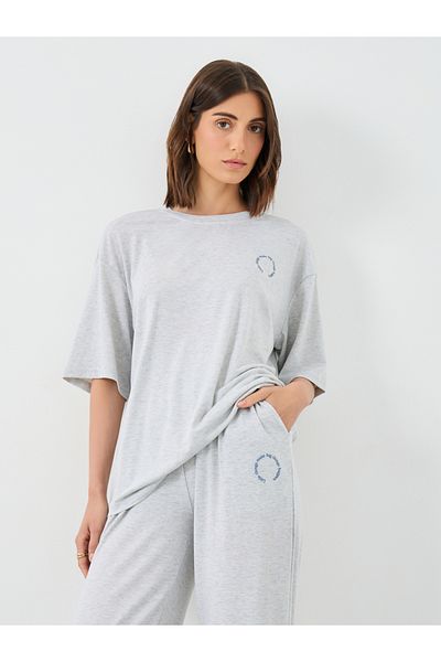 Styli Slogan Print Oversized T-Shirt and Joggers Co-Ords