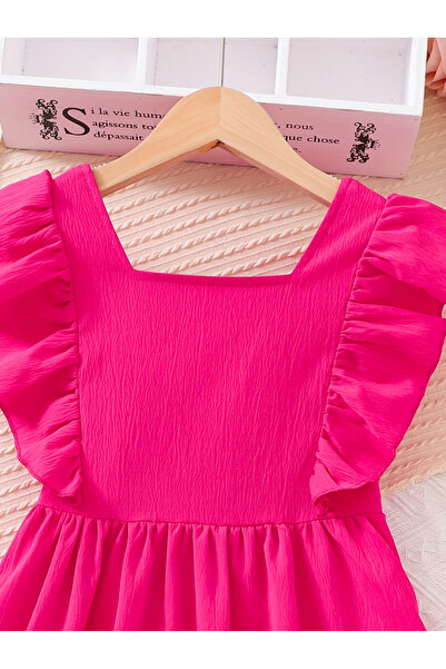 Take Two By Styli Solid Square Neck Dress with Ruffle Hem