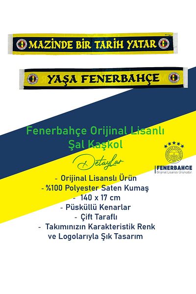 Fenerbahçe Original Licensed Mazinde One History Satin Shawl Scarf