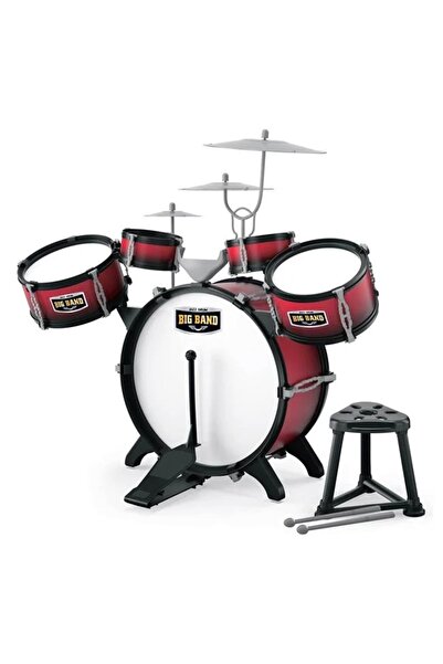 divendi-ro Set de tobe de jucărie pentru copii, 5 tobe + 2 cinele, baston și scaun, sunet realist, 3+ ani