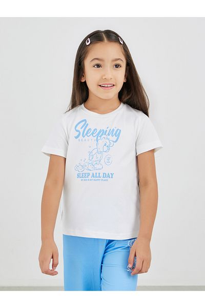 Styli Slogan Bear Print T-Shirt and Pyjama Set
