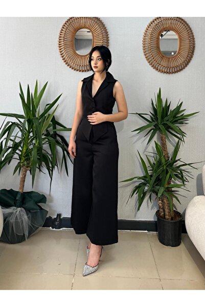 Lefon SİYAH YIRTMAÇ YELEKLİ TAKIM