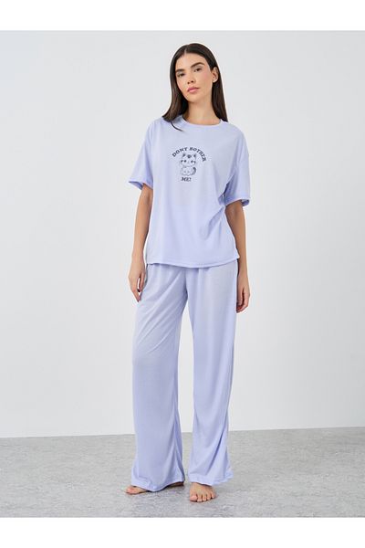 Styli Graphic Print Short Sleeve T-Shirt and Pyjama Set