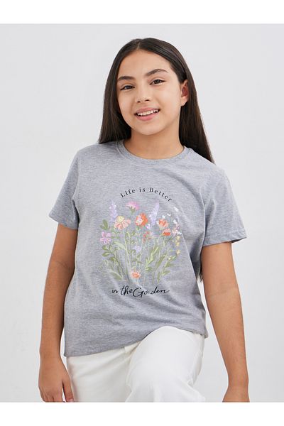 Styli Girls Graphic Print Short Sleeve T-Shirt