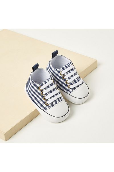 Juniors Checked Booties with Lace-Up Detail