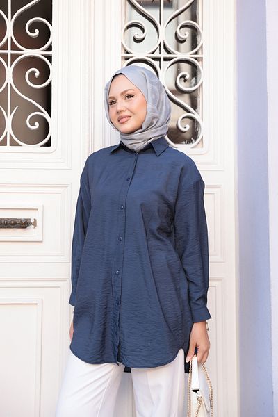 LOCCO Γυναικείο πουκάμισο Rita Kraş Navy Blue