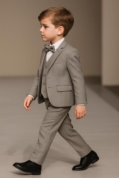 Esterella Boy's Planet Jacketed Tuxedo Suit / Jacket, Pants, Vest, Shirt and Bow Tie Is Slim Fit