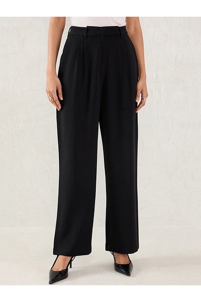 Femmella By Styli Women Black Straight Fit Trousers