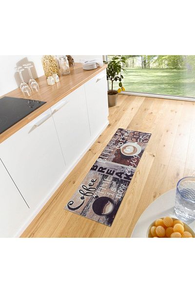 luna home Sibiu "Enjoy Coffee" thin non-slip kitchen rug, 50x150 cm