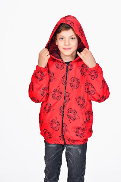 Kamex Lion Printed Hooded Boy's Coat Raincoat