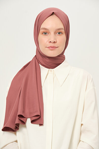 Madame Polo Düz Twil Şal Koyu Gül Kurusu Kaymaz Kırışmayan Kumaş