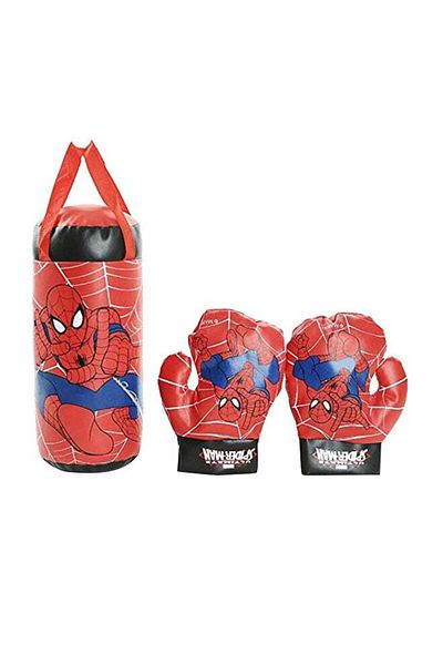 unbranded Small Punching Bag with Spiderman Design and Gloves 18x37cm