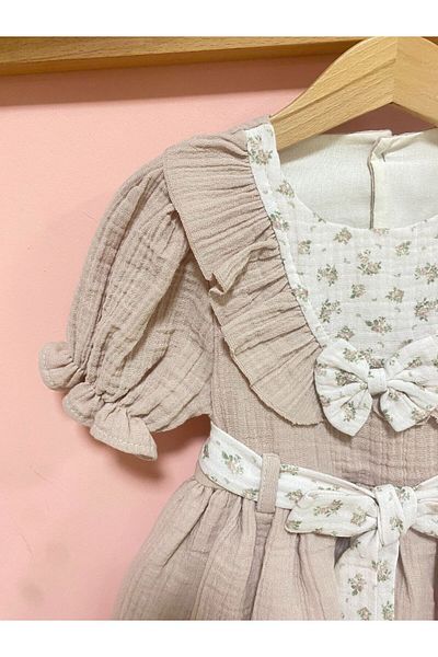 Cherrys Bebek Bow Detailed Muslin Dress