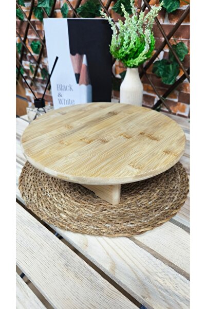 SOSYETE HOME41 Bamboo Foot Cutting Board, Presentation Plate 32cm