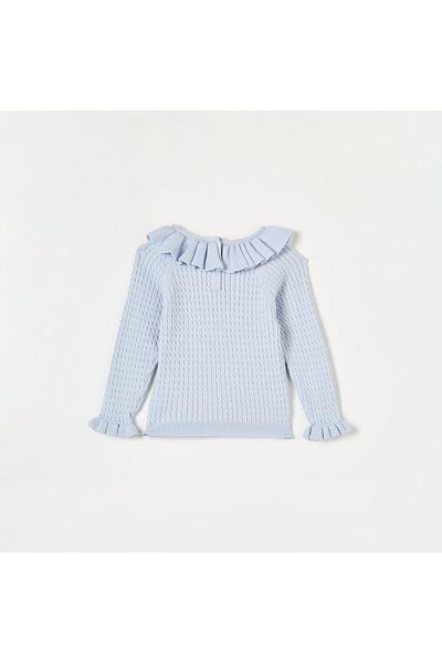 Juniors Textured Pullover with Crew Neck and Long Sleeves