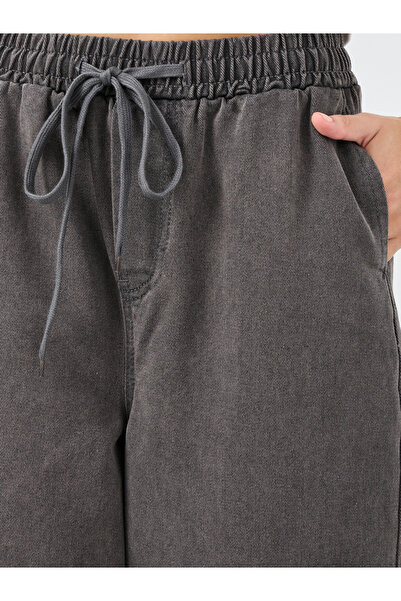 Styli Elasticated Waistband Wide Leg Jeans with Drawstring