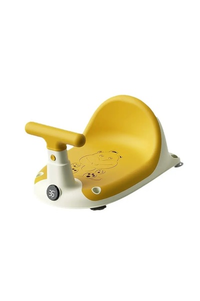 Little Mom Scaun de baie bebelusi Little Mom Yellow, cu spatar si ghidon de sustiere, afisaj de temperatura int