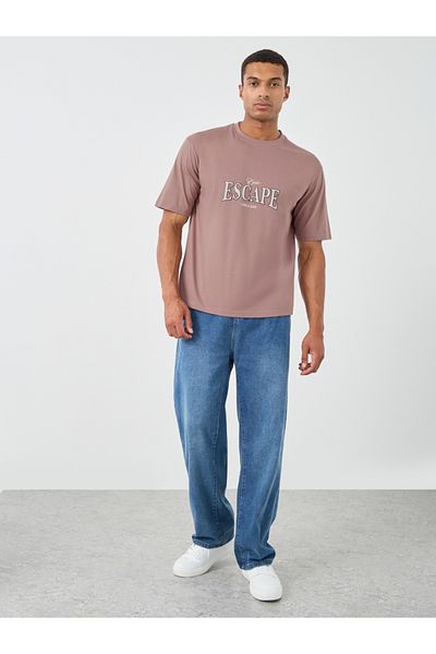 Styli Slogan Print Crew Neck Oversized T-Shirt