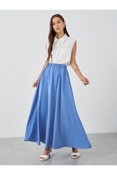 Styli Solid A-Line Maxi Skirts