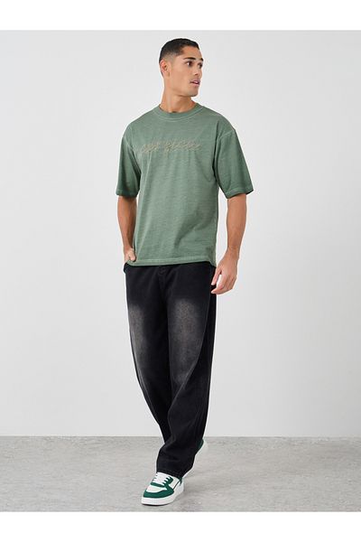 Styli Slogan Print Oversized Crew Neck T-Shirt