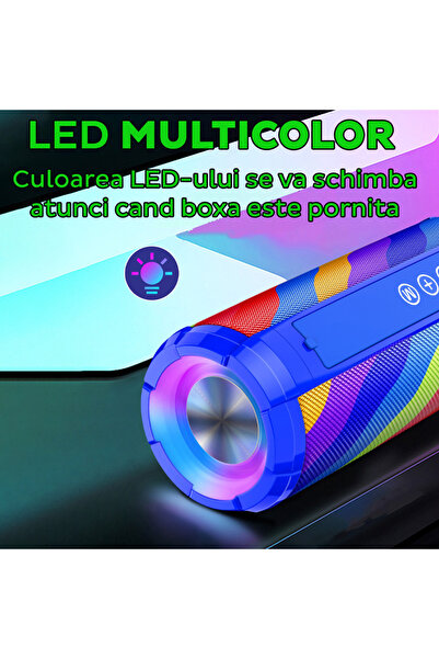 REDz Accessories Φορητό ηχείο KSC-609, BT 5.0 + USB, πολύχρωμο LED, διάρκεια μπαταρίας 4 ωρών, μπλε και πολύχρωμο