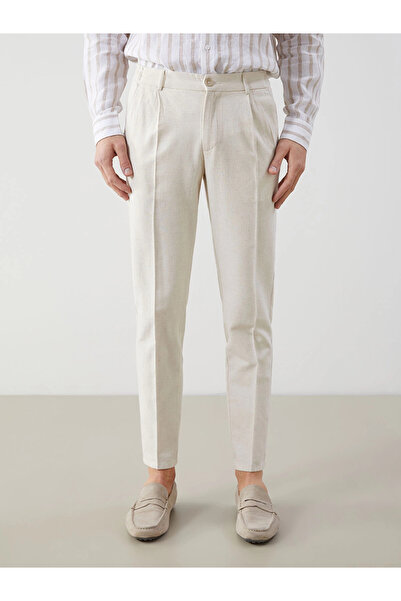 LC Waikiki Southblue Beige Standard Fit Linen Blend Men's Trousers