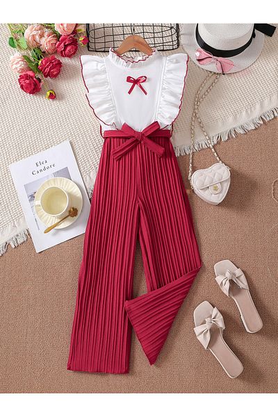 Take Two By Styli Color Block Bow Detail Wide Leg Jumpsuit