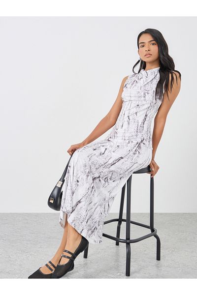 Styli Printed Sleeveless Bodycon Maxi Dress