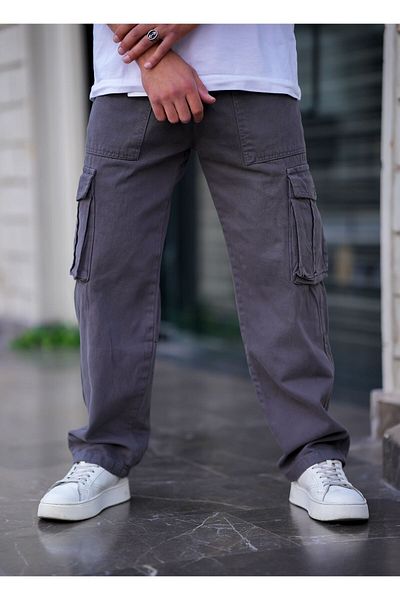 Tarz Cool Men's Cargo Pocket Baggy Trousers Anthracite Color