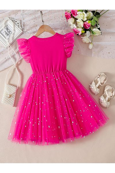 Take Two By Styli Embellished Mesh Insert Tulle Dress