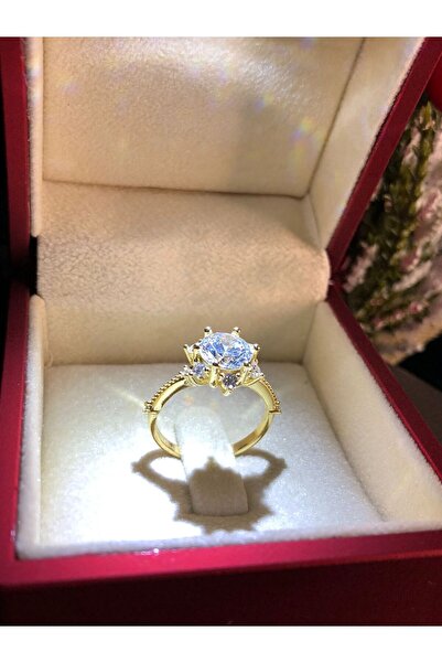 GWOMA Kadın Gümüş Yüzük - Pırlanta Montür Lotus Çiçeği Aşk Güneşi • Işıklı Kutuda • Sevgiliye • Eşe