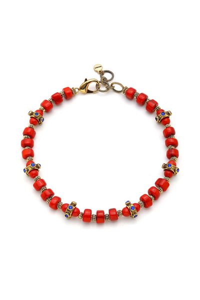 Mon Reve Red Tide Navy Blue Zircon & Coral Natural Stone Necklace