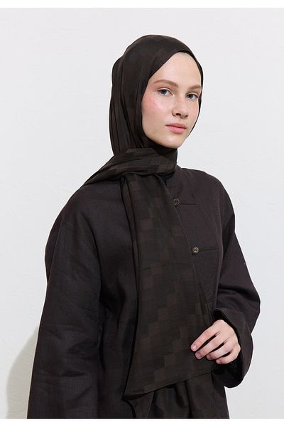 Freshscarfs Nori Silky Jacquard Shawl Bitter Brown