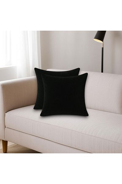 Harnicuta Set of 2 Royal Black Velvet Decorative Pillows 50x50 Cm, Pdp0311_50x50