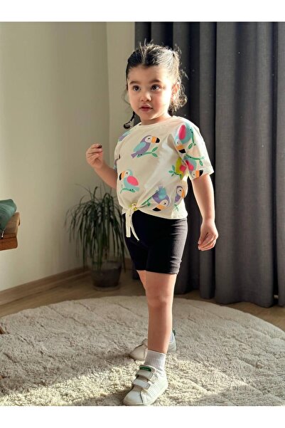 cgboutiquestylekids Cg Kids White Parrot Printed Leggings Shorts Girls Bottom...