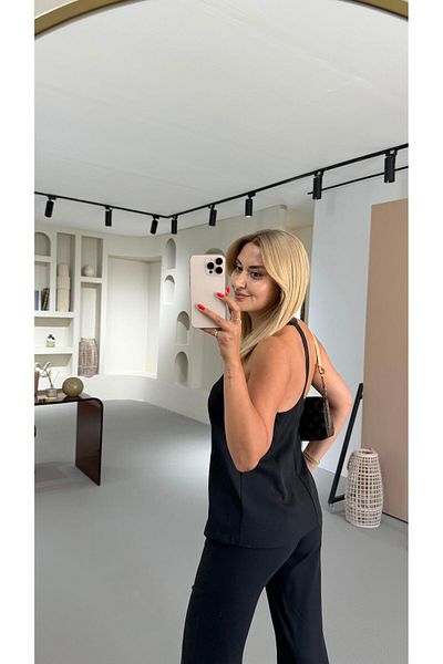 Sezgi Tekin Bone Button Back Detail Black Vest