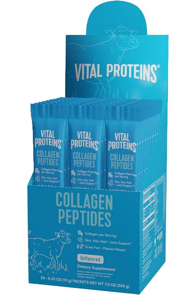 Vital Proteins Dairy and Gluten-Free Hydrolyzed Collagen Peptides Powder Supplement Travel Packs