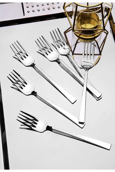 NERGIZ 6Pcs Dessert Fork Straight Bar Model (Stainless Steel) Dessert Fork