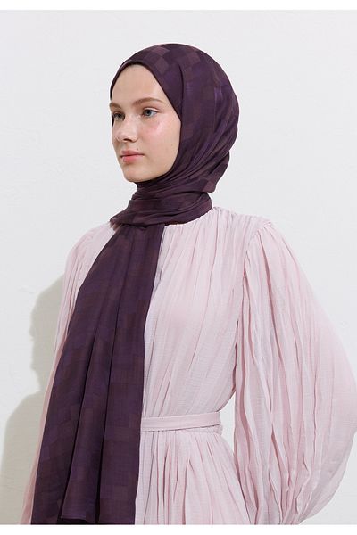 Freshscarfs Nori̇ Silk Jacquard Shal Purple