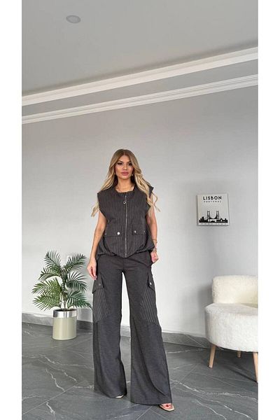 Bella Belluci New Season Triple Suit with Elastic Waist Vest