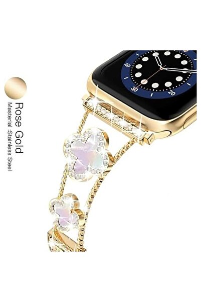 Alstrap Apple Watch 11-10 46mm 7 8 9 45mm 4 5 6 Se 44mm Uyumlu Taş Detaylı Zarif Metal Kordon