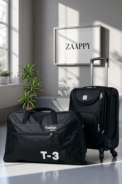 ZAAPPY Soft Material 20 Inch (7-10kg) Luggage Lightweight Cabin Size - Durable T3 Duffle Bag Combo