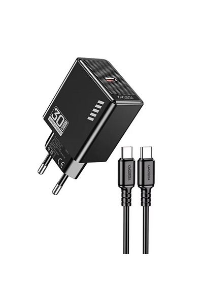REDz Accessories Pachet încărcător KSC-1242 cu cablu Type-C de 1 m, compatibil cu iPhone 15/16/Android, 30 W, negru