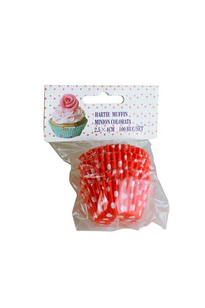 gogiva Minion muffin paper set, Red with white polka dots, 2.5x4 cm, 100 pcs