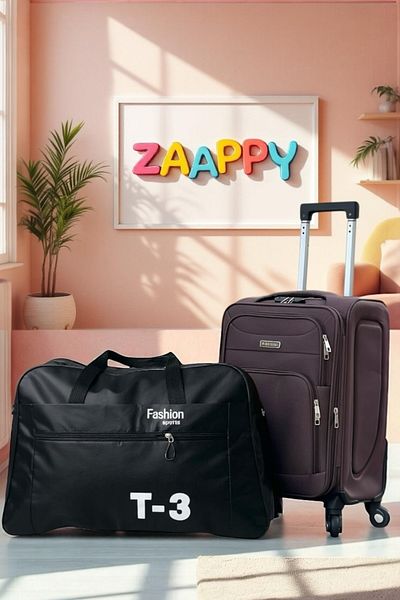ZAAPPY Soft Material 20 Inch (7-10kg) Luggage Lightweight Cabin Size - Durable T3 Duffle Bag Combo