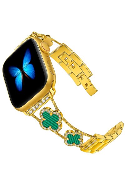 Alstrap Apple Watch 11-10 42mm 7 8 9 41mm 4 5 6 Se 40mm 1 2 3 38mmUyumlu Taş Detaylı Zarif Metal Kordon